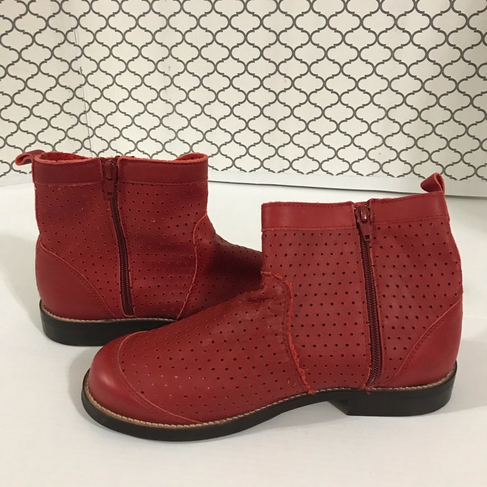 Gudrun Sjoden Red Perforated Women's Ankle Boots - Size 41 - Picture 4 of 9
